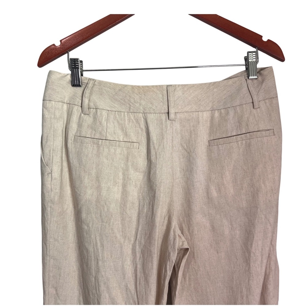 Alice + Olivia Employed Cropped Beige Linen Blend Pants Size 10 NWOT $239 - Picture 4 of 4